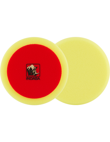 ESPONJA BOINA INDASA AMARILLA MEDIA FINA LISA PARA PULIR Ø150 VELCRO