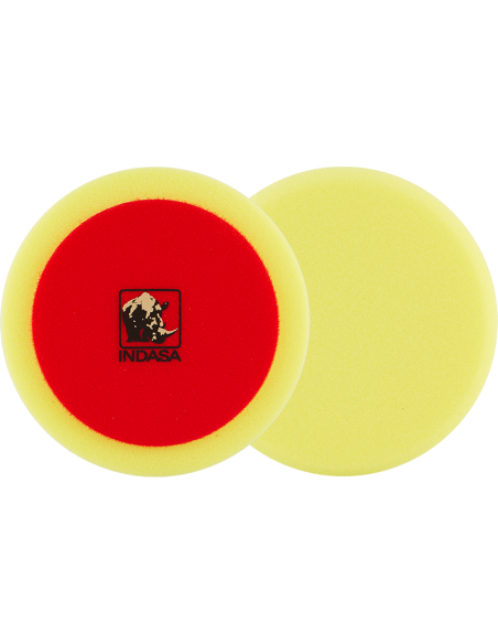 ESPONJA BOINA INDASA AMARILLA MEDIA FINA LISA PARA PULIR Ø150 VELCRO