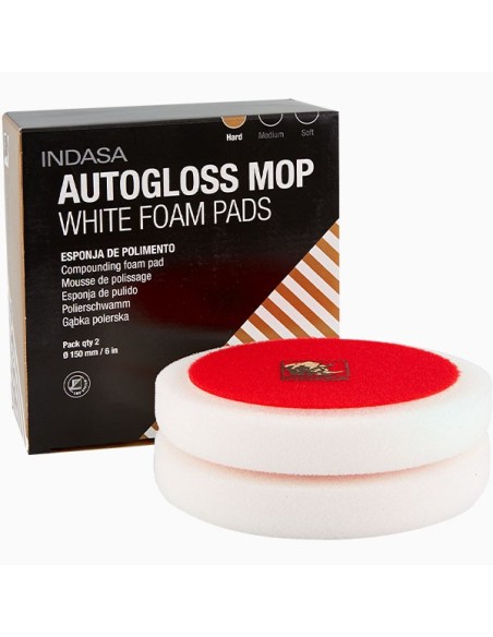 ESPONJA BOINA INDASA BLANCA DURA LISA PARA PULIR Ø150 VELCRO