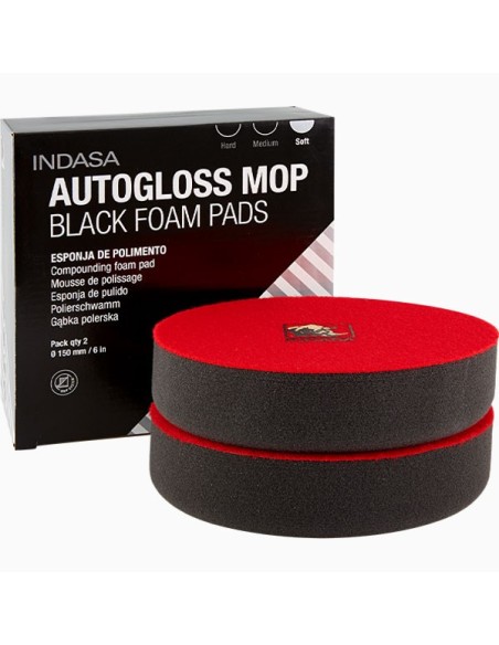 ESPONJA BOINA INDASA NEGRA BLANDA LISA PARA PULIR Ø150 VELCRO