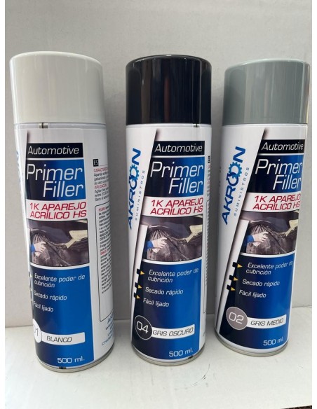 APAREJO IMPRIMACIÓN SPRAY ALTO ESPESOR AKROON - GRIS MEDIO - 500ML.