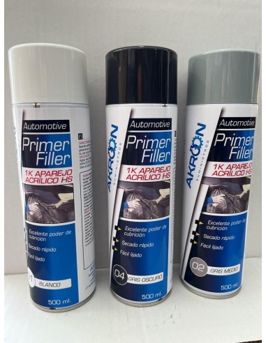 APAREJO IMPRIMACIÓN SPRAY ALTO ESPESOR AKROON - GRIS OSCURO - 500ML.