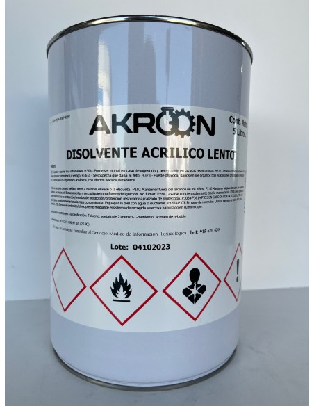 Disolvente Diluyente Acrílico 5 L. LENTO - AKROON