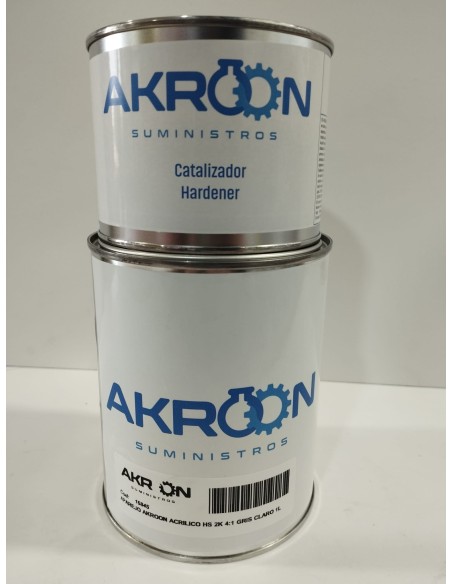 APAREJO ACRILICO HS 2K 4:1 GRIS CLARO 1L + Catalizador 250ML- AKROON