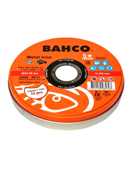 DISCOS DE CORTE PARA METAL INOXIDABLE - BAHCO