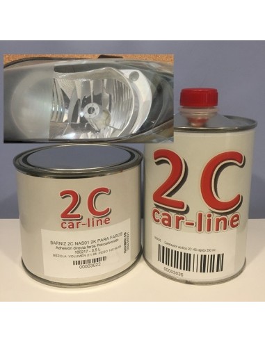 Barniz 2C NAS01 2K para faros Policarbonato 500ml. + Catalizador acrilico 2C HS rápido 250 ml.