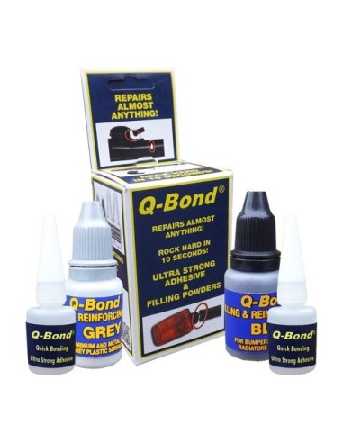 Q-BOND mini kit PEGAMENTOS  de reparación multi usos: (adhesivo 2x10ml) (polvo 2x20gr. negro / gris)
